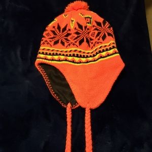 Orange fair isle hat